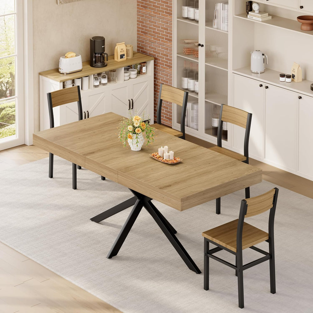 Extendable Dining Room Table for 4 6 8, 55"-70.9" Large Rectangle K...