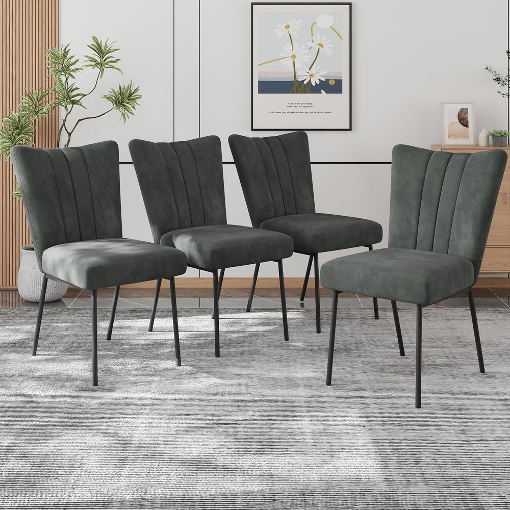 ZckyCine Dining Chairs Set of 4, Upholstered Velvet Kitchen Chairs with Thick...