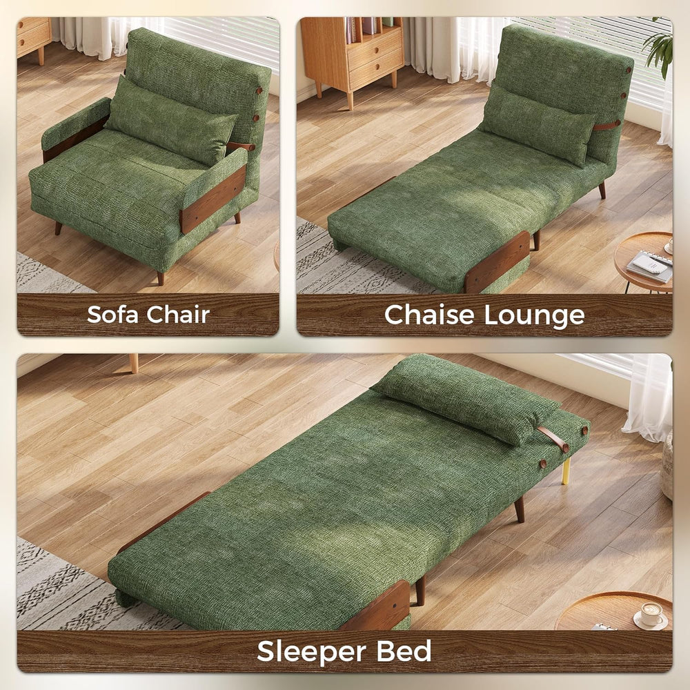 JASIWAY 28" Convertible Sleeper Sofa Chair for Adults, Chenille Futon Chair