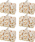 VENO 6 Pack Moving Bags and Large Christmas Storage Bins with lids. Alternative to Moving Boxes, Packing Supplies for College. Extra Large Heavy Duty Totes for Packaging (Holiday Pups, 6 Pack)