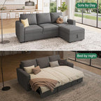 HONBAY Modular Sectional Sleeper Sofa with Pull Out Bed, L Shaped Couch with Storage Seat, Modular Sectional Couches for Living Room - Dark Grey