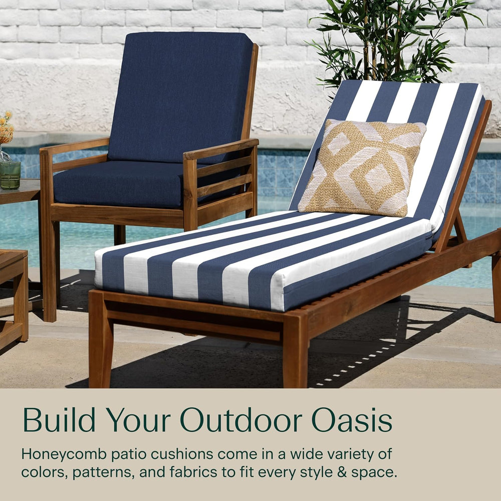 Honeycomb Outdoor Chaise Lounge Cushion for Patio Furniture, Water & Fade...