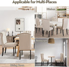 Yaheetech Upholstered Dining Chairs Set of 6 Button Tufted Kitchen Chairs with Solid Wood Legs and Nailhead Trims for Dining Room, Living Room, Restaurant, Beige