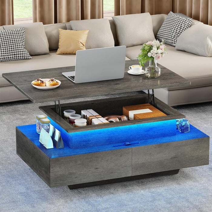 YITAHOME Lift Top LED Coffee Tables for Living Room, Grey