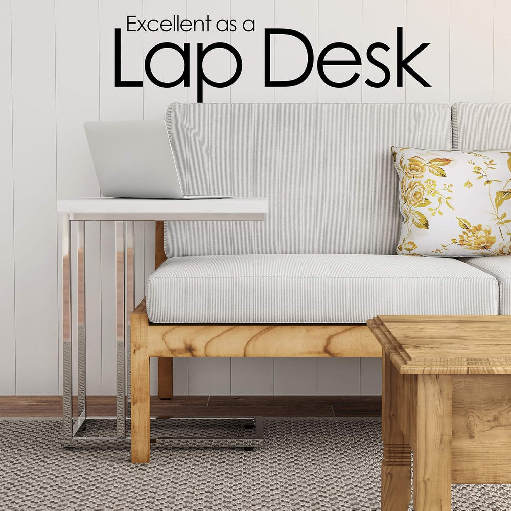 Lavish Home C-Shaped Sofa Side Table - Modern End Table, Laptop Tray, or Comp...