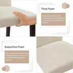 VECELO Upholstered Dining Chairs Set of 2, Modern Fabric and Solid Wood Legs & High Back for Kitchen/Living Room- Beige