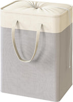 Simple Houseware 75L Collapsible Laundry Hamper, Rectangle Cotton Basket with Drawstring Closure and Handles, Gray