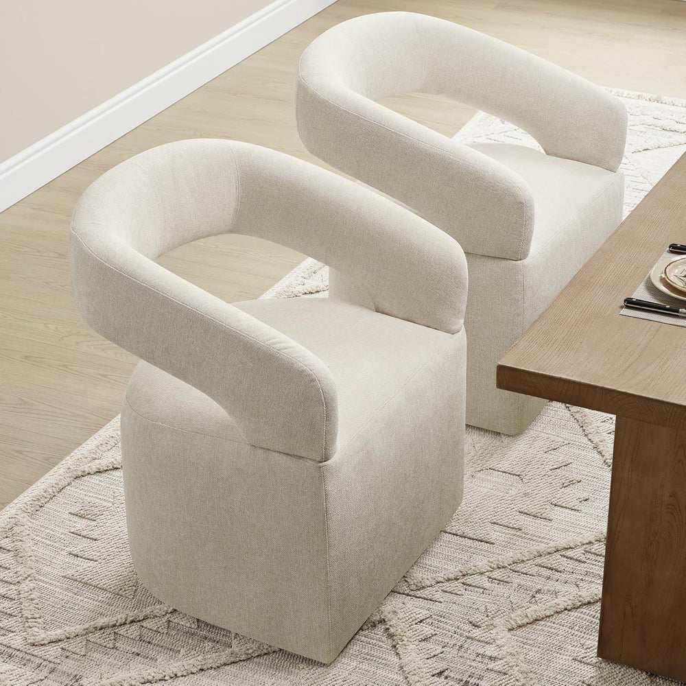 KISLOT Upholstered Dining Chairs with Casters Easy Assembly Require Modern Ba...
