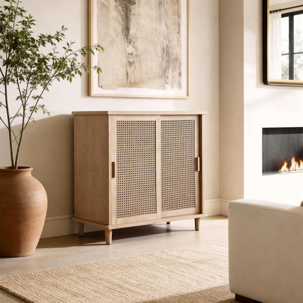 Fat Ant Sideboard Buffet Storage Cabinet, Rattan Credenza Buffet Table, Boho ...