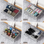 PHINOX Under Bed Storage, Under the Bed Storage Containers with Wheels, Under Bed Shoe Storage Organizer Drawer for Bedroom Clothes Shoes Blankets -4Pack