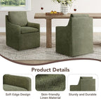Upholstered Dining Chairs Set of 4, Modern Dining Room Chairs with Casters & Washable Cover, Rolling Accent Chair with Hidden Storage for Kitchen, Farmhouse, Living Room, Green, 4 Box