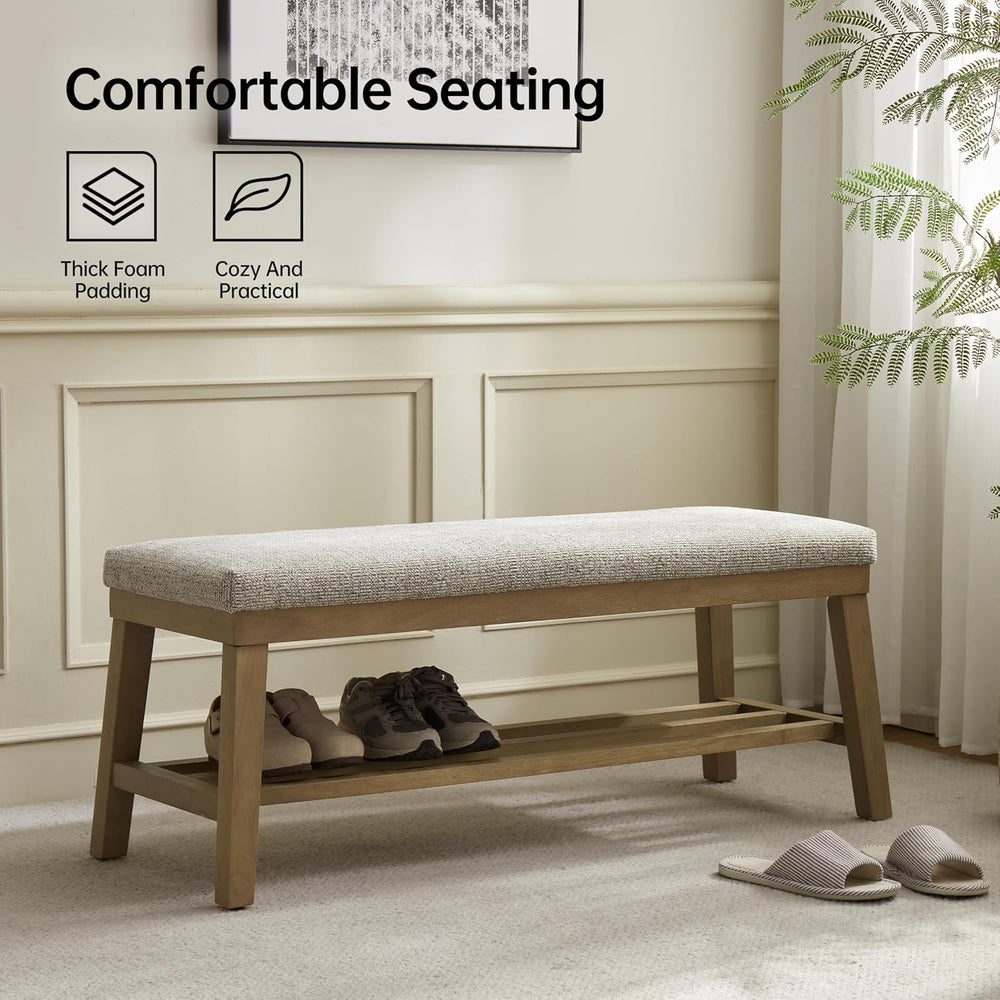 VKNOW Entryway Bench, 44.4" Upholstered Shoe Storage Bench for Entryway ...