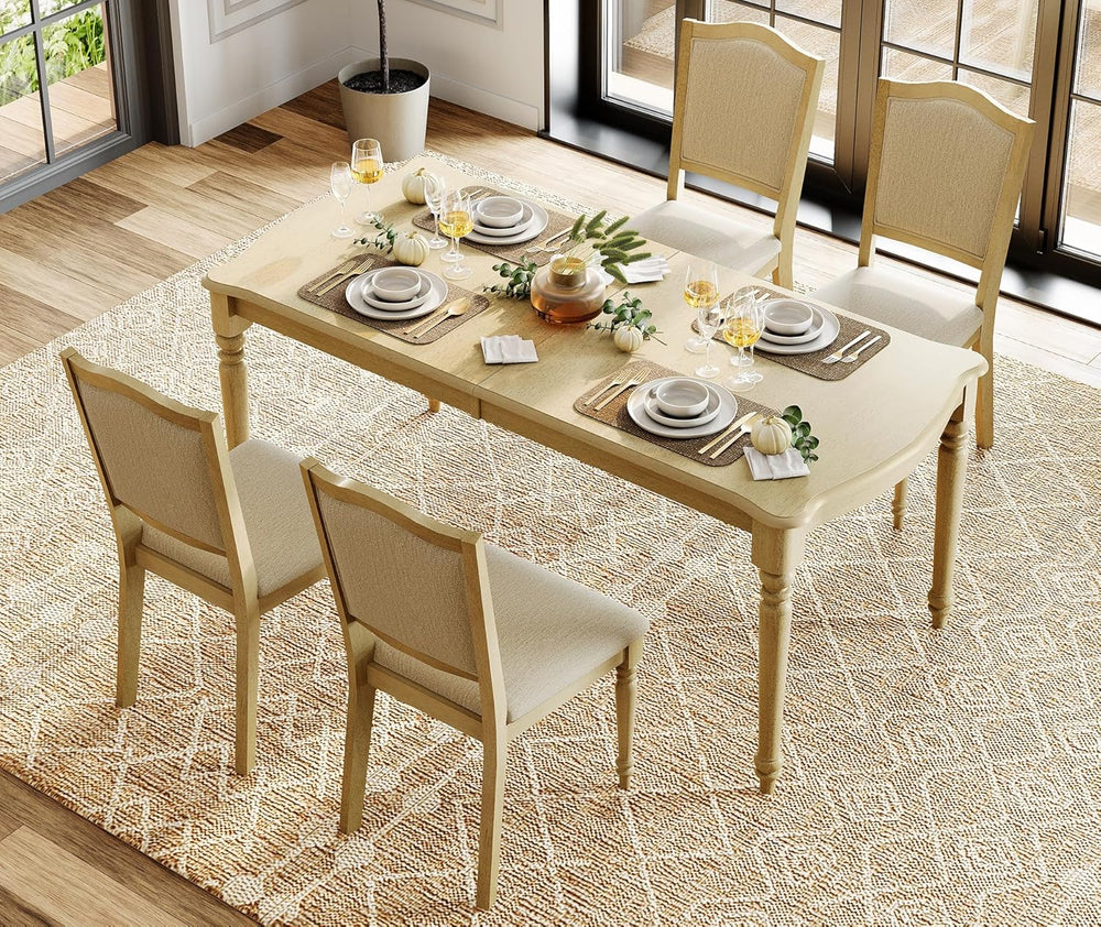 WAMPAT 70 Inch Dining Table for 6–8 People, Curved Edge Dining Room Table wit...