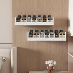 Belt Storage Organizer Box - 7 Grids Bamboo Belt Organizer for Closet | Wooden Belt Tie Hanger Racks for Men Women Drawer | Belt Display Holder Wall Mount with 2 Pcs Tie Clip (White)