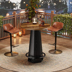 Tribesigns Round Bar Pub Table High Top, 39.4" H Bistro Cocktail Table with Metal Footrest for Drinking & Gathering, Industrial Home Bar Unit, Small Spaces, Brown & Black