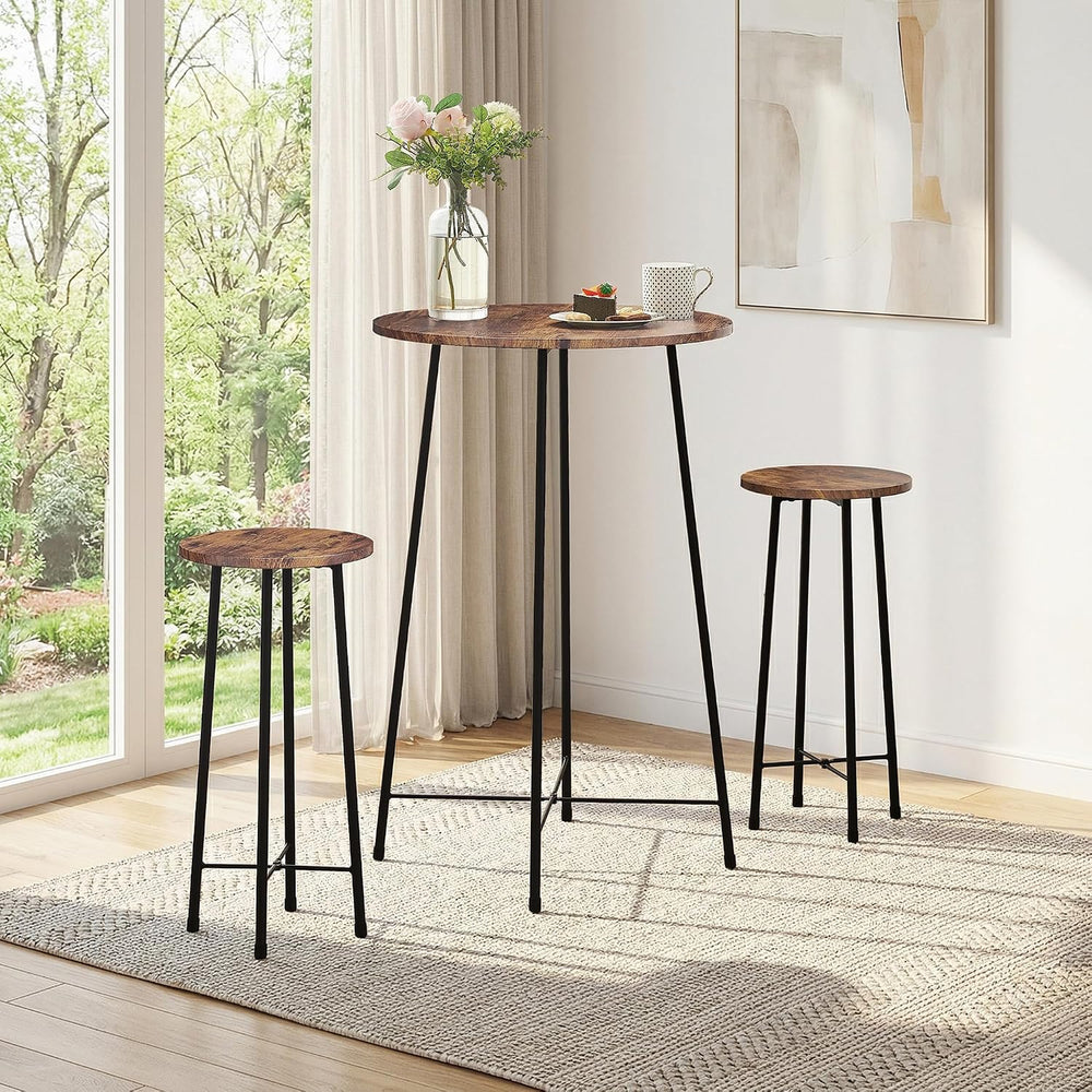 VECELO 3 Piece Pub Table and Chairs Sets Counter Height Bistro Bar Sets with ...