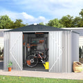 ACOJOY 10'x10' Shed, Large Metal Storage Sheds & Outdoor Clearance, Steel Backyard Shed with Lockable Doors, Utility and Tool Storage for Garden, Patio, Outside Use in White