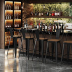 Andeworld Metal Bar Stools Set of 4, 24 inch Counter Height Barstools with Backs Farmhouse Modern High Back Bar Stools with Larger Seat Kitchen Dining Bar Chairs,Matte Black