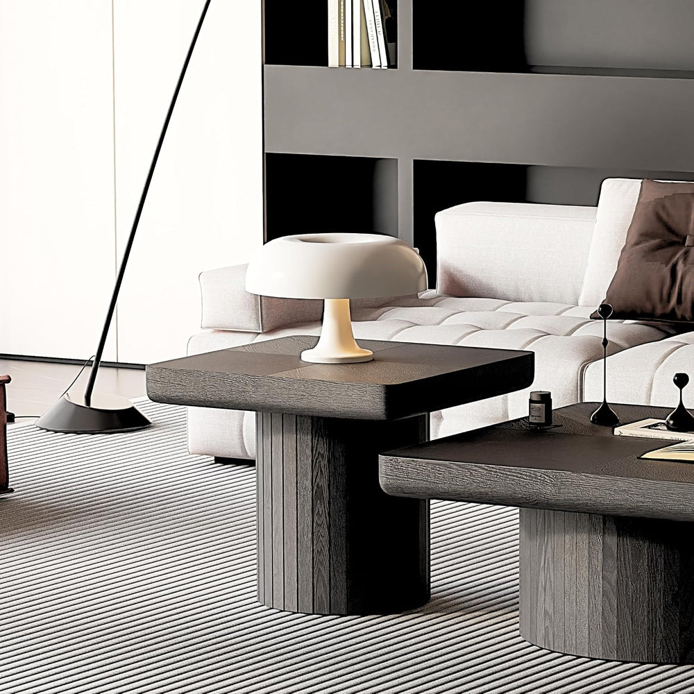 GOWE 23.6'' Modern Solid Wood Veneer End Table, Minimalist Square Sid...