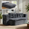 78.7" Futon Sofa Bed, Memory Foam Convertible Couch, Dark Gray | Sophisticated comfort with premium corduroy, one-flip conversion, built-in blanket, and ergonomic support