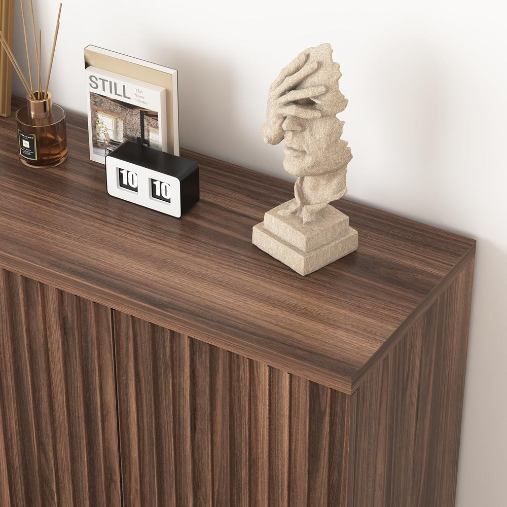 63" Fluted Buffet Cabinet Sideboard with Storage,Large Credenza with 4 D...