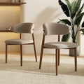 Dining Chairs Set of 2 for Kitchen Dining Table Mid Century Modern Farmhouse Upholstered Linen Dining Room Chairs with Metal Legs, Walnut Khaki