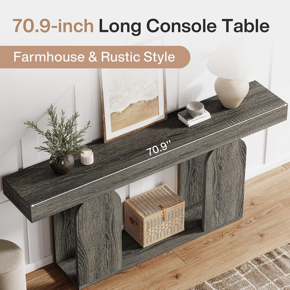 Tribesigns 70.9-Inch Extra Long Sofa Table, Farmhouse Console Tables with Woo...
