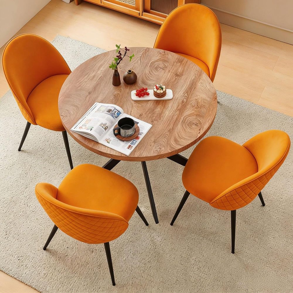 Homedot Round Dining Table Set for 4 with Chairs, Modern Kitchen Table&Ch...
