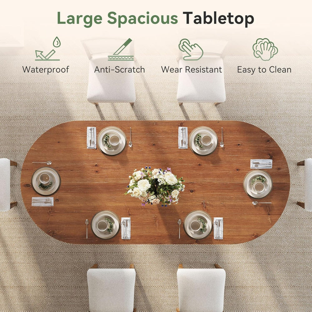 63" Solid Wood Oval Dining Table, Farmhouse Kitchen Table for 4-6 People...