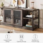 IDEALHOUSE Farmhouse TV Stand for 65/75 inches TVs, Entertainment Center with Storage Cabinet, Industrial Media Console Cabinet Table, Living Room Media Furniture, Rustic Oak