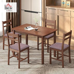 HOMCOM 5-Piece Solid Wood Dining Table Set for 4, Farmhouse Kitchen Table with Upholstered Chairs for Small Space, Dining Room, Breakfast Nook, Light Brown and Brown