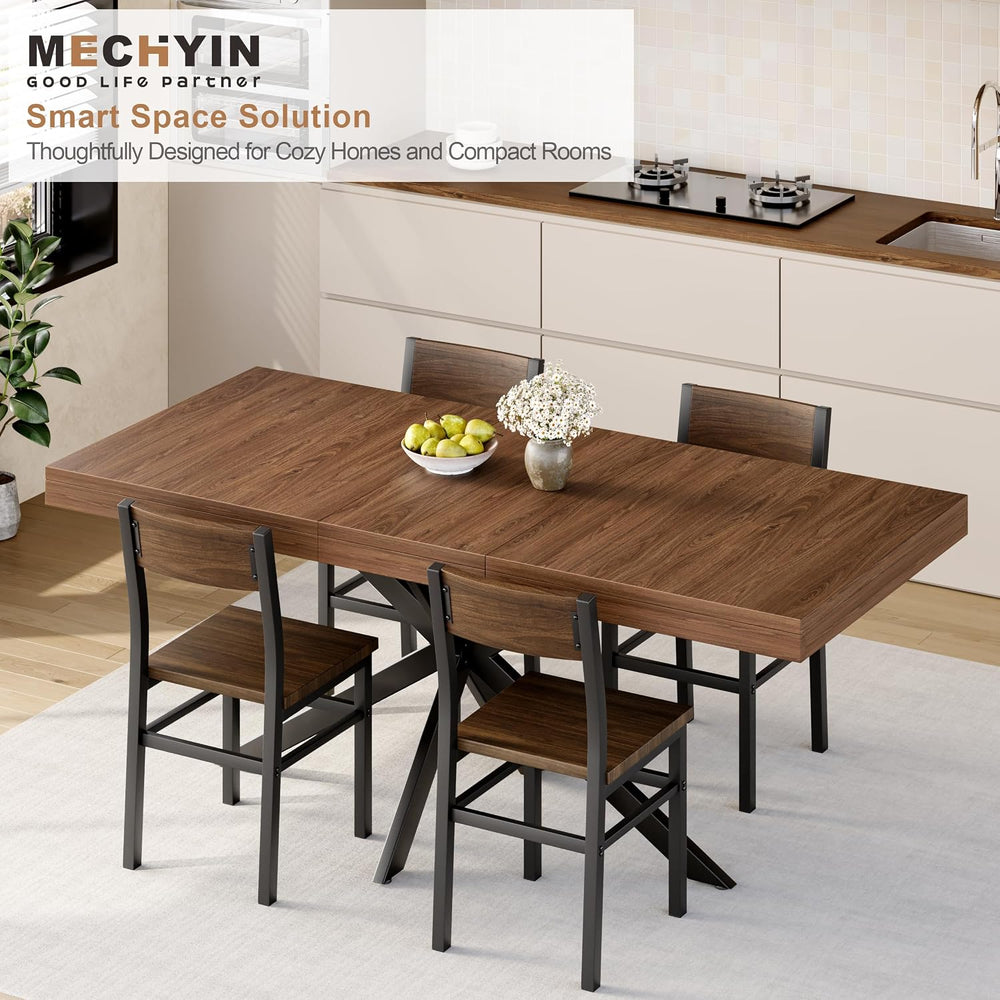 Extendable 5-Piece Dining Table Set for 4, 55"-70" Kitchen Table,4 ...
