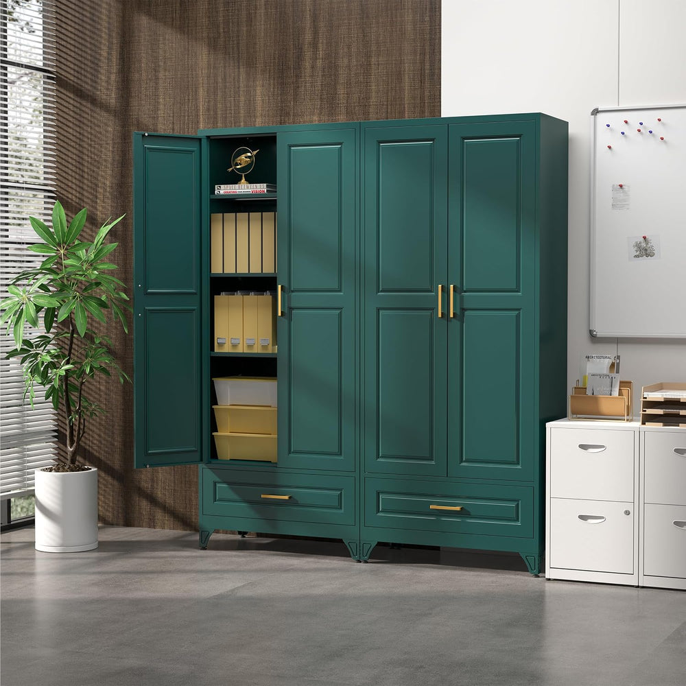 SteeLoong 75" Kitchen Pantry Cabinet with Drawer, Metal Storage Cabinets...