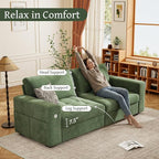 Hanherry 89" Sofa for Living Room, Modern Comfy Couch with Medium Firm Seat Cushion, Removable Cover,Wide Armrest,USB/Type-C Port,Chenille Fabric Couches for Small Space,Apartment