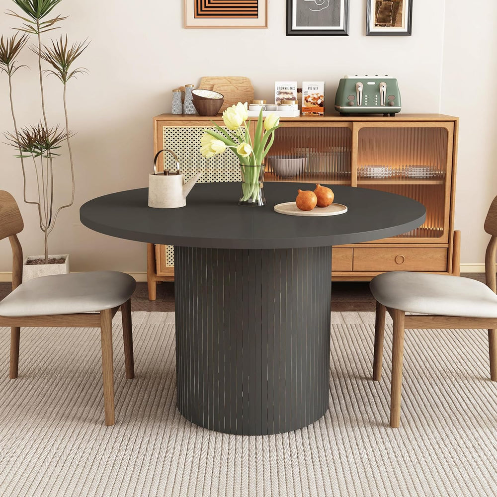 weselon Round Dining Table for 4, Modern Farmhouse Kitchen Table, 47 Inch Sma...