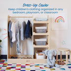 ECR4Kids Dress-Up Center with Mirror, Costume Organizer, Montessori Furniture, Natural
