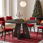 47" Round Dining Table for 4-6, Modern Dinner Table Farmhouse Round Small Kitchen Tables with Wooden Cross Base for Dining Room, Kitchen, Living Room, Black