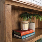 Sauder Miscellaneous Storage Transitional 3-Shelf 2-Door Bookcase/ Book shelf, Sindoori Mango finish