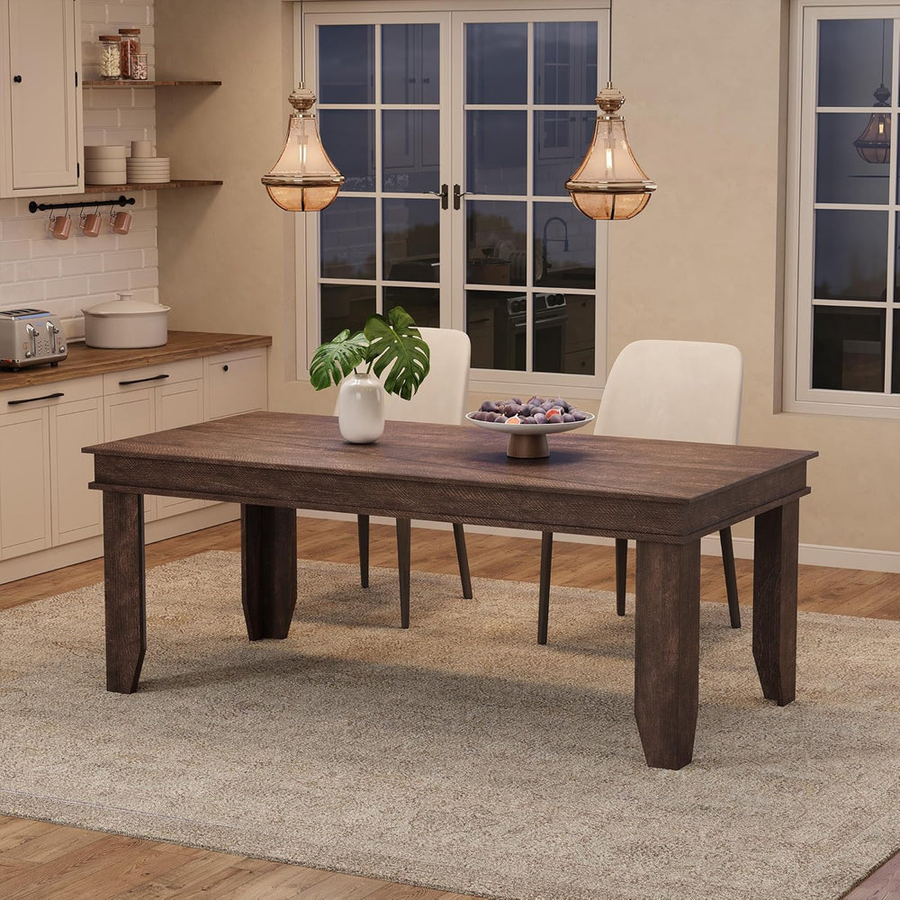 GarveeHome Farmhouse Dining Table for 6-8 People, 71 in Long Kitchen Tables w...
