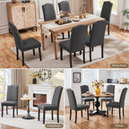 Yaheetech Upholstered Dining Chairs Set of 4, Modern Kitchen Chairs with Nailhead Trims and Solid Wood Legs for Dining Room, Living Room, Restaurant, Fabric Armless Design, Dark Gray