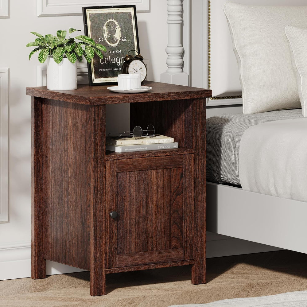 ChooChoo Farmhouse Nightstands Set of 2, Rustic Vintage End Side Table with S...