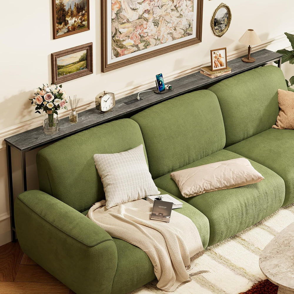 SUPERJARE 102.4 Inch Sofa Table with Power Outlets and USB-C Port, 5.9 Inch N...