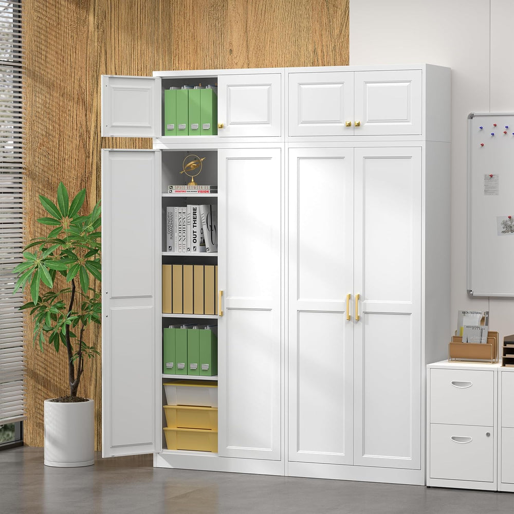 Steeloong86“ Kitchen Pantry Cabinet,Metal Storage Cabinets with Doors and 4 A...