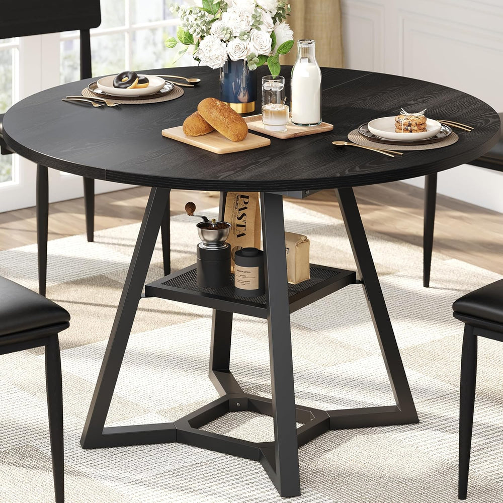 knoworld Round Dining Table for 4, Kitchen Tables Dining Room Circle Dinner T...