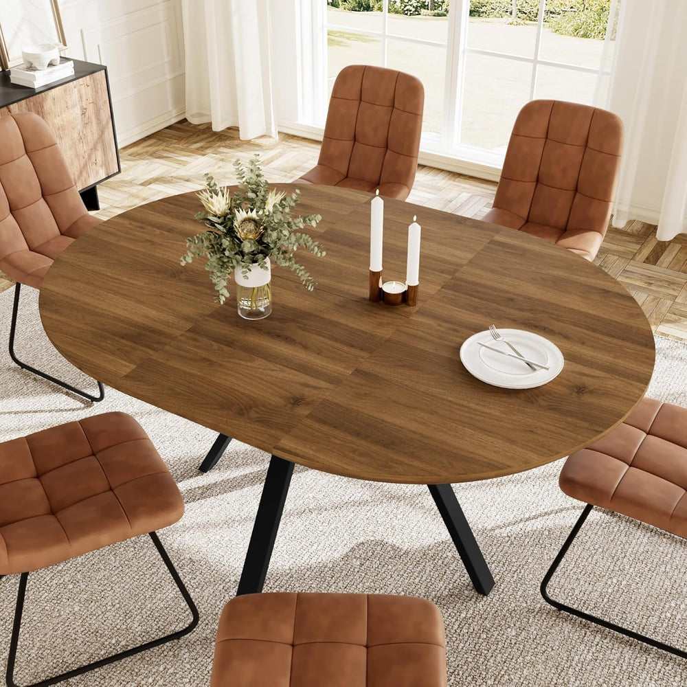 HIPIHOM Extendable Round Dining Table Set for 6 People, 43.3"-59.1"...