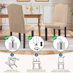 Yaheetech Upholstered Dining Chairs Set of 4, Modern Kitchen Chairs with Nailhead Trims and Solid Wood Legs for Dining Room, Living Room, Restaurant, Fabric Armless Design, Khaki