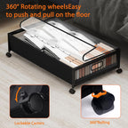 QUELIEN Under Bed Storage with Wheels – Large Rolling Underbed Storage Containers and Drawers, Shoe Organizer Box for Clothes, Toys, Blankets (Black, 1 Pack)
