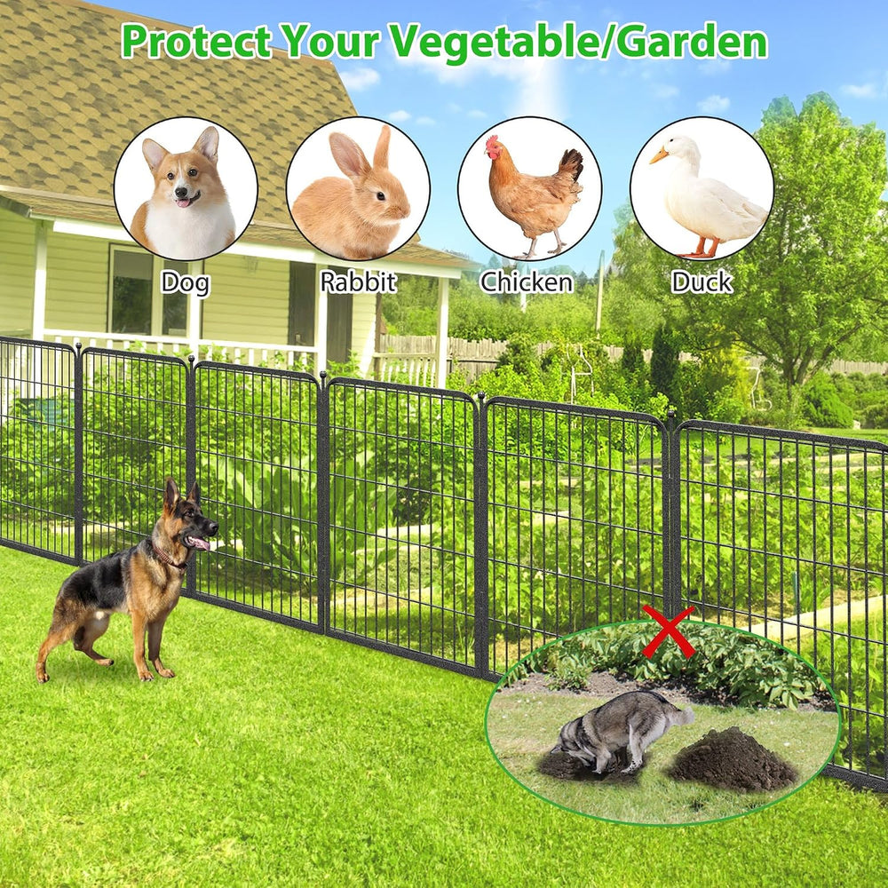 Decorative Black Metal Fencing Garden Fence with Gate, 4.5ft(L) 32in(H) 2 Fen...