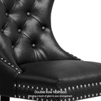 SyMax Dining Chairs Set of 6, Faux Leather Parson Dining Room Chairs, High-End Tufted Kitchen Side Chairs for Bedroom, Living Room, Black
