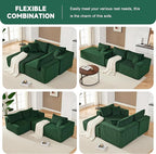 97" Modular Sectional Sofa, L-Shaped Boneless Couch with Deep Seat, Cozy Cloud Couch Sectional with Convertible Ottoman, Modern Sectional Couches for Living Room（ Green）